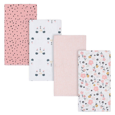 4-Pack Baby Girls Bear Flannel Burp Cloths-Gerber Childrenswear Wholesale