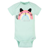 5-Pack Baby Girls Rainbow Short Sleeve Onesies Bodysuits-Gerber Childrenswear Wholesale