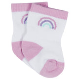 12-Pack Baby & Toddler Girls Rainbow Floral Jersey Crew Wiggle Proof® Socks-Gerber Childrenswear Wholesale