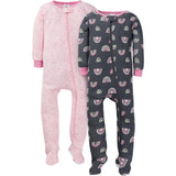 2-Pack Girls Rainbow Snug Fit Footed Cotton Pajamas-Gerber Childrenswear Wholesale