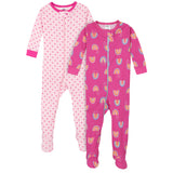 2-Pack Girls Rainbows Snug Fit Footed Cotton Pajamas-Gerber Childrenswear Wholesale