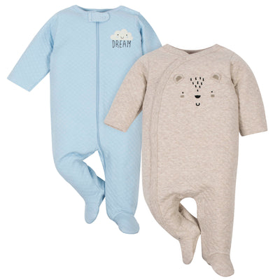 2-Pack Baby Boys Dream & Bear Quilted Sleep 'N Play-Gerber Childrenswear Wholesale