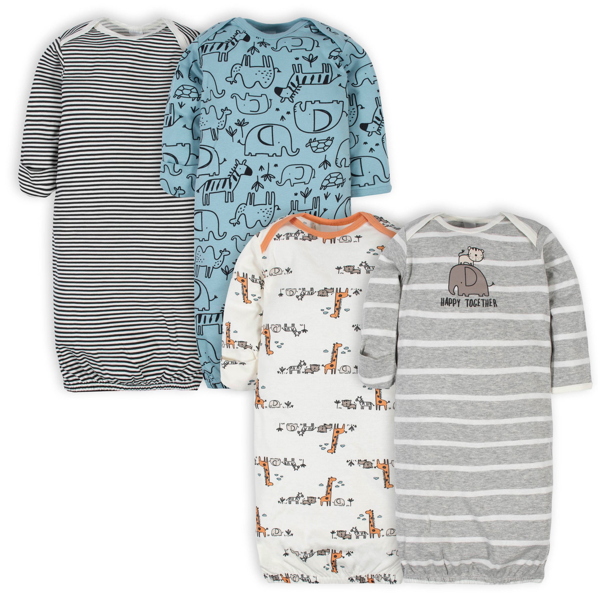 4-Pack Baby Boys Jungle Gowns-Gerber Childrenswear Wholesale
