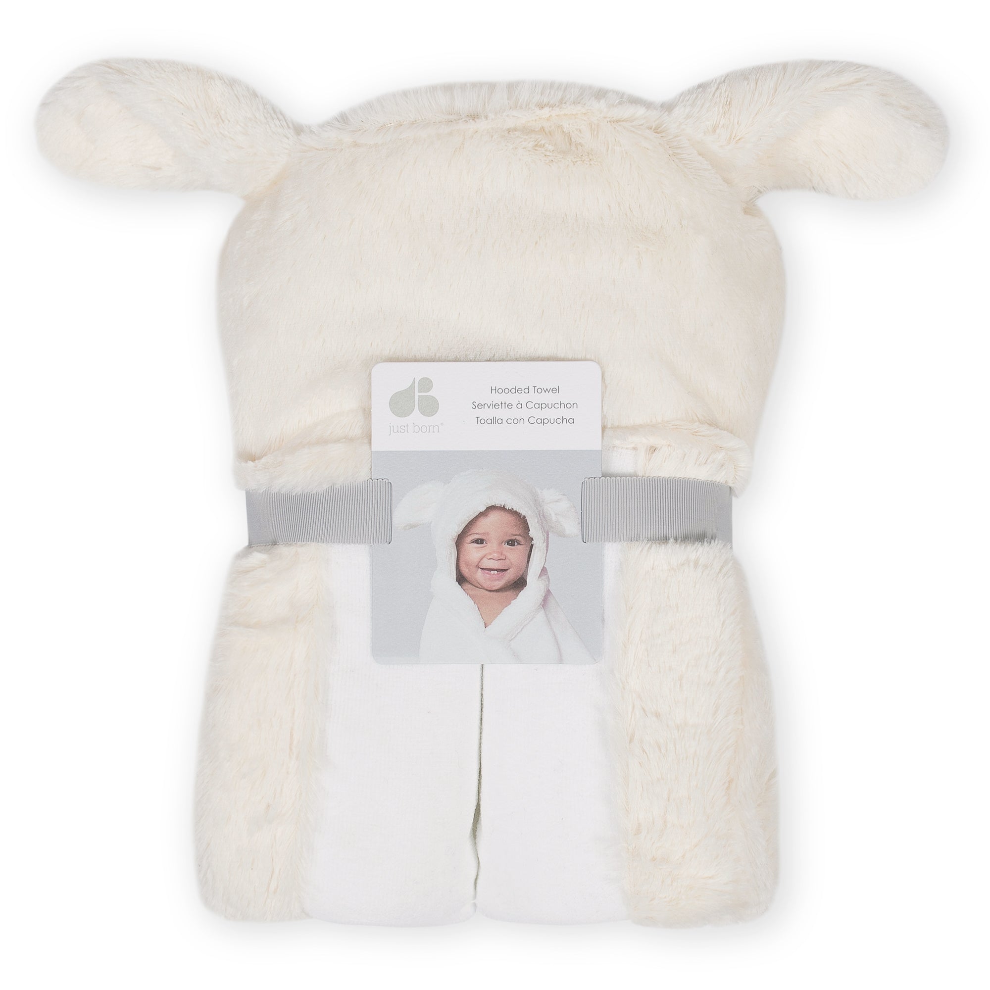 Baby Neutral Lamb Cuddle Plush Hooded Bath Wrap-Gerber Childrenswear Wholesale