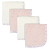 4-Pack Pink & Ivory Woven Washcloths-Gerber Childrenswear Wholesale