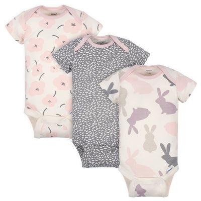 3-Pack Baby Girls Bunny Onesies® Bodysuits-Gerber Childrenswear Wholesale