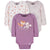 3-Pack Baby Girls Purple Woodland Long Sleeve Onesies® Bodysuits-Gerber Childrenswear Wholesale