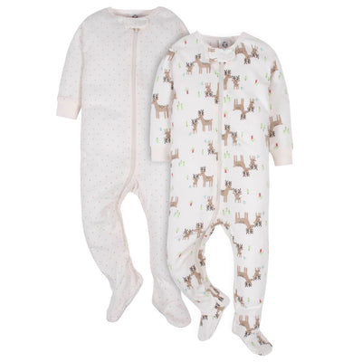 2-Pack Baby Girls’ "Hello Dear" Snug Fit Footed Pajamas-Gerber Childrenswear Wholesale
