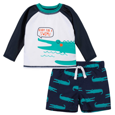 2-Piece Boys Alligator Swim Set-Gerber Childrenswear Wholesale
