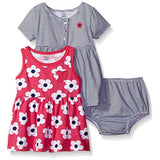 3-Piece Baby Girls Big Flowers Dress and Diaper Cover Set-Gerber Childrenswear Wholesale