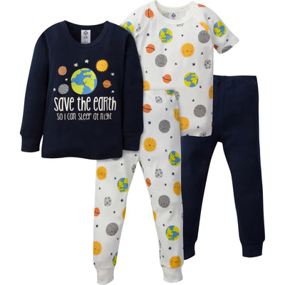 4-Piece Boys Earth Snug Fit Cotton Pajamas-Gerber Childrenswear Wholesale