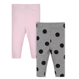 2-Pack Girls Pink Polka Dot and Grey Leggings-Gerber Childrenswear Wholesale