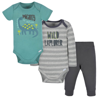 3-Piece Baby Boys Navy Dino Onesies® Bodysuits and Pants Set-Gerber Childrenswear Wholesale