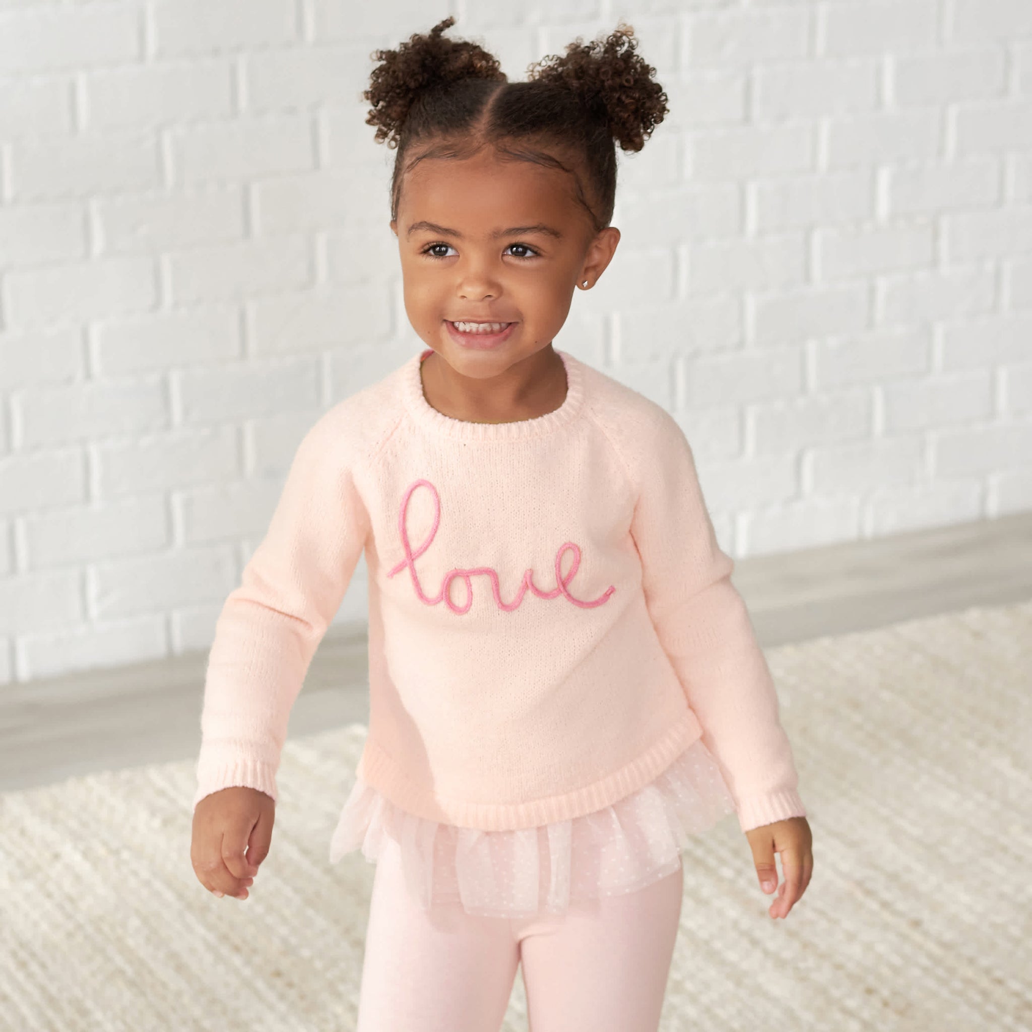 Infant & Toddler Girls Light Pink Sweater With Tulle Trim-Gerber Childrenswear Wholesale