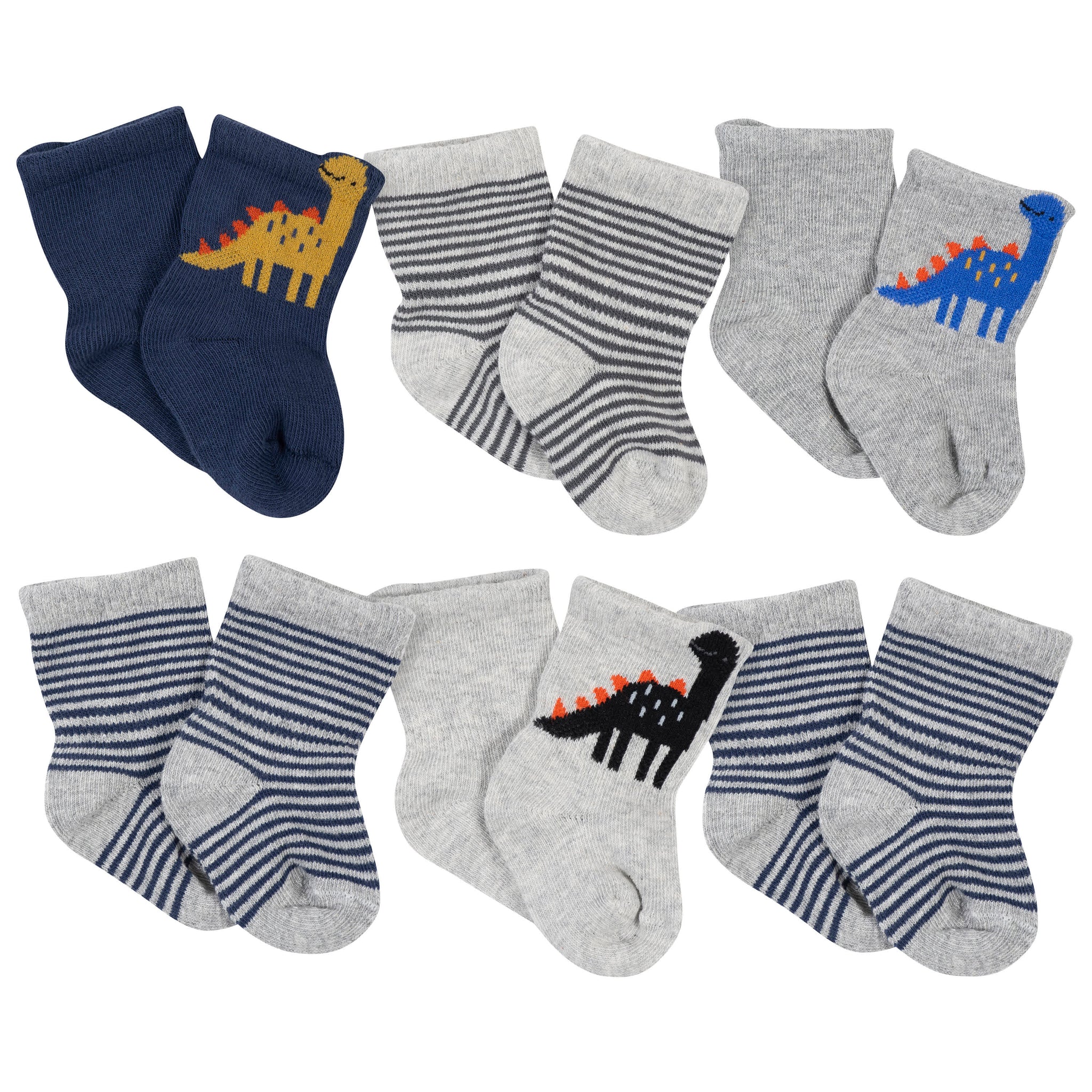 6-Pack Baby Boys Dino Wiggleproof Socks-Gerber Childrenswear Wholesale