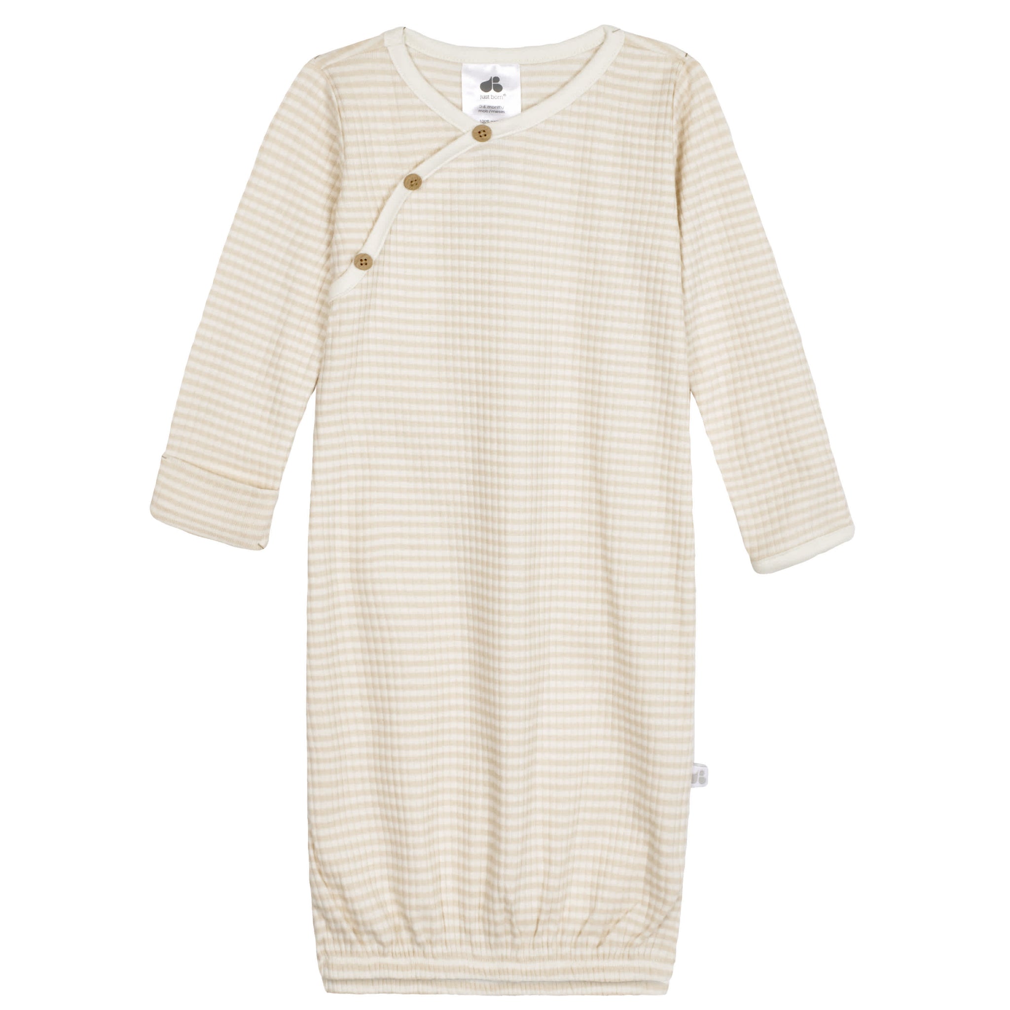 Baby Neutral Almond Stripe Gown-Gerber Childrenswear Wholesale
