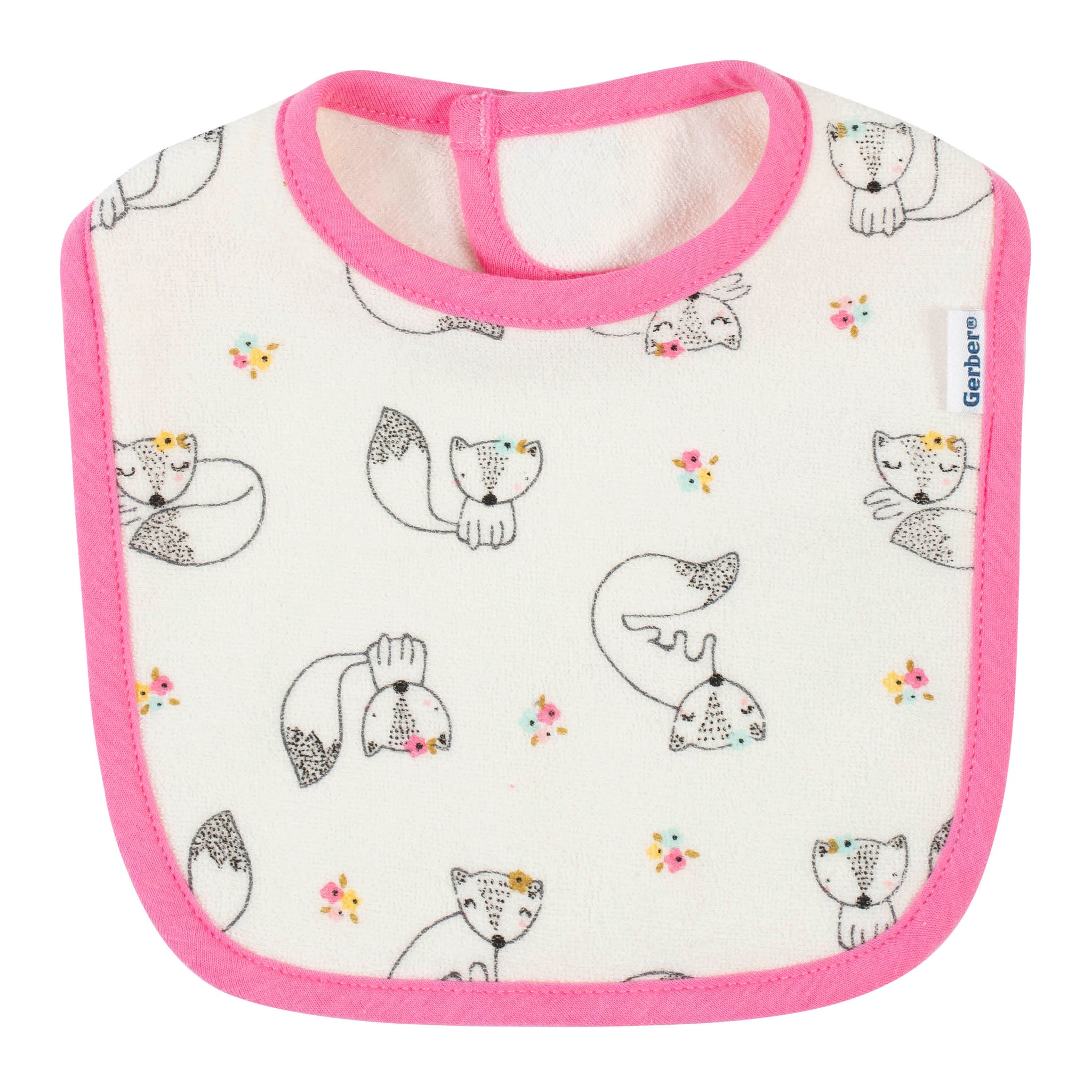 4-Pack Baby Girls Fox Dribbler Bibs-Gerber Childrenswear Wholesale