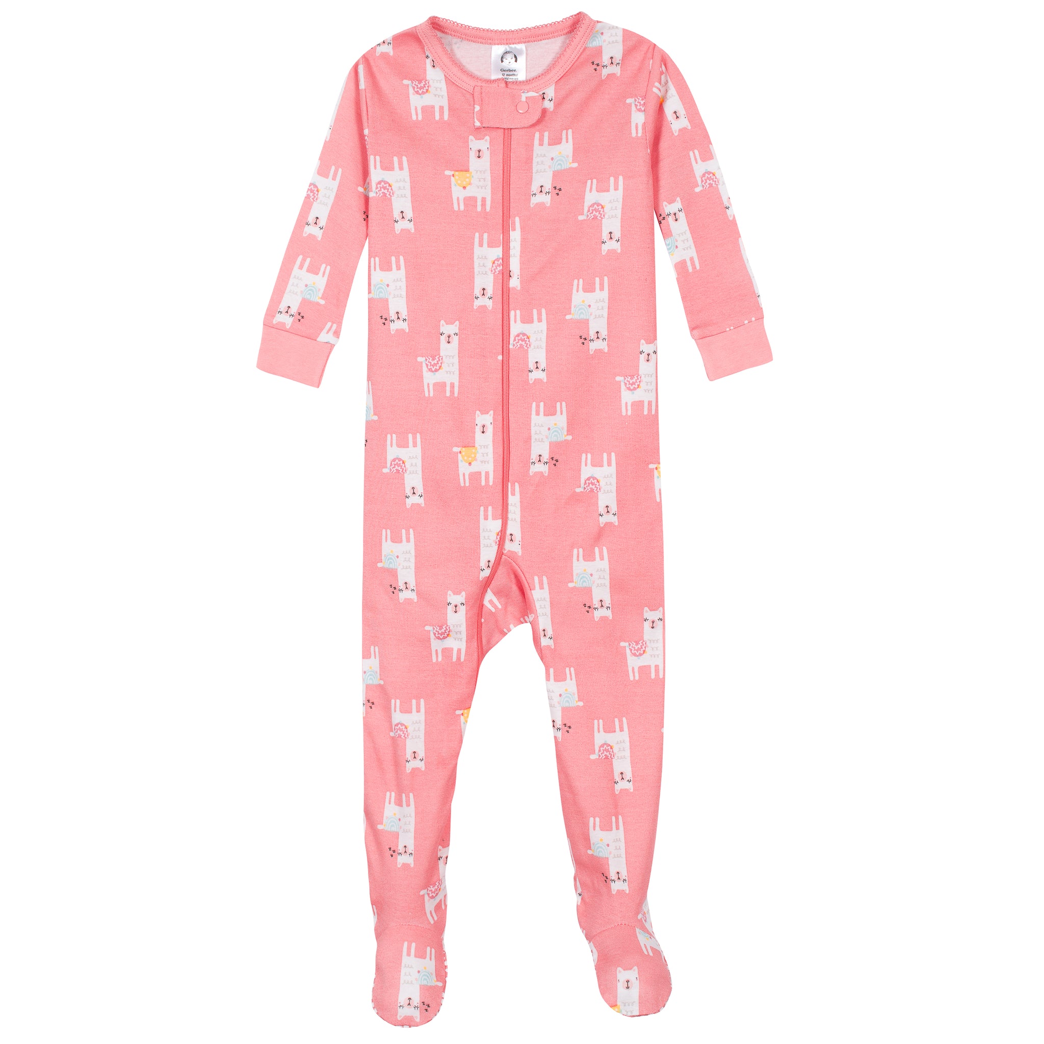 2-Pack Girls Llama Snug Fit Footed Cotton Pajamas-Gerber Childrenswear Wholesale