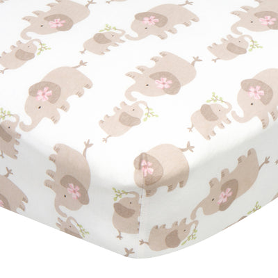 Baby Girls Elephants Fitted Crib Sheet-Gerber Childrenswear Wholesale