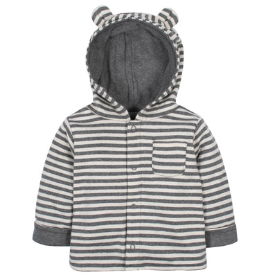 Baby Boys Striped Reversible Hooded Cardigan-Gerber Childrenswear Wholesale