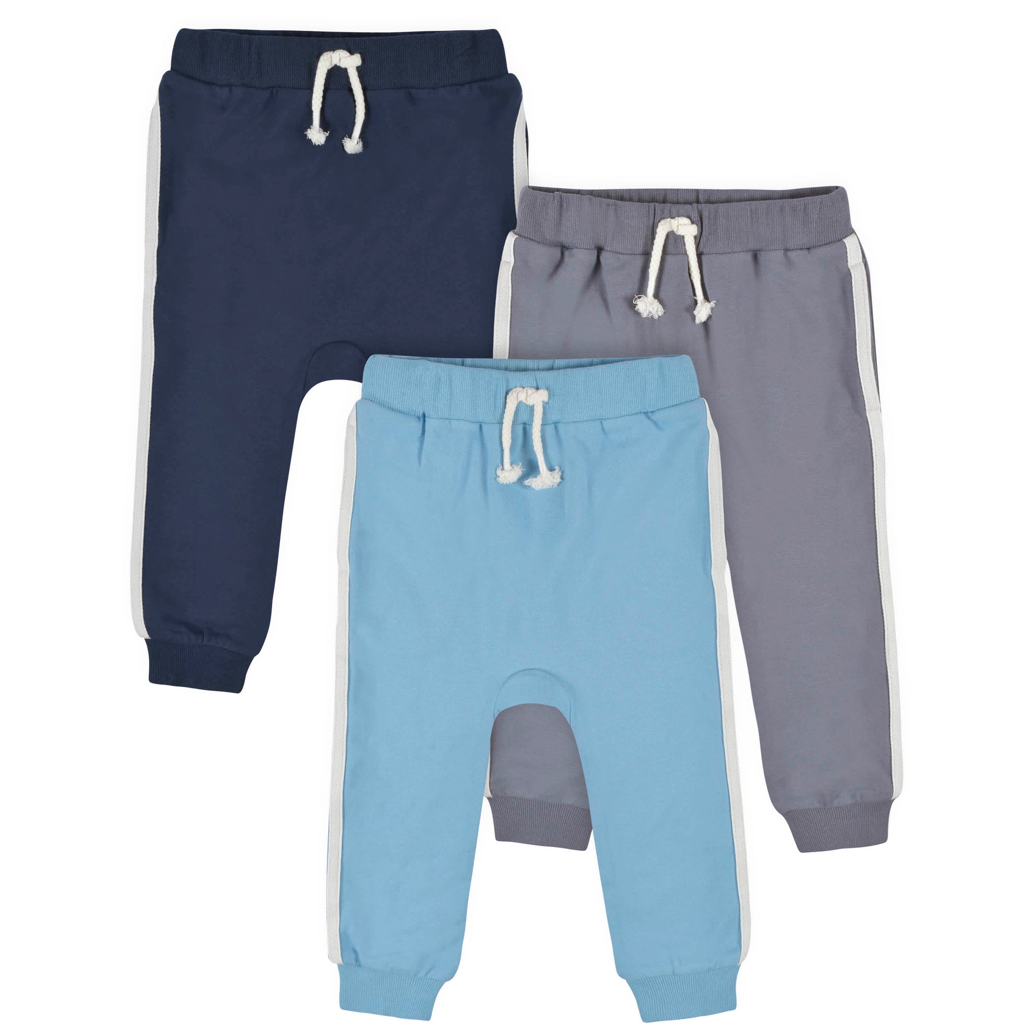 3-Pack Infant & Toddler Boys Dusty Blue & Navy Joggers-Gerber Childrenswear Wholesale