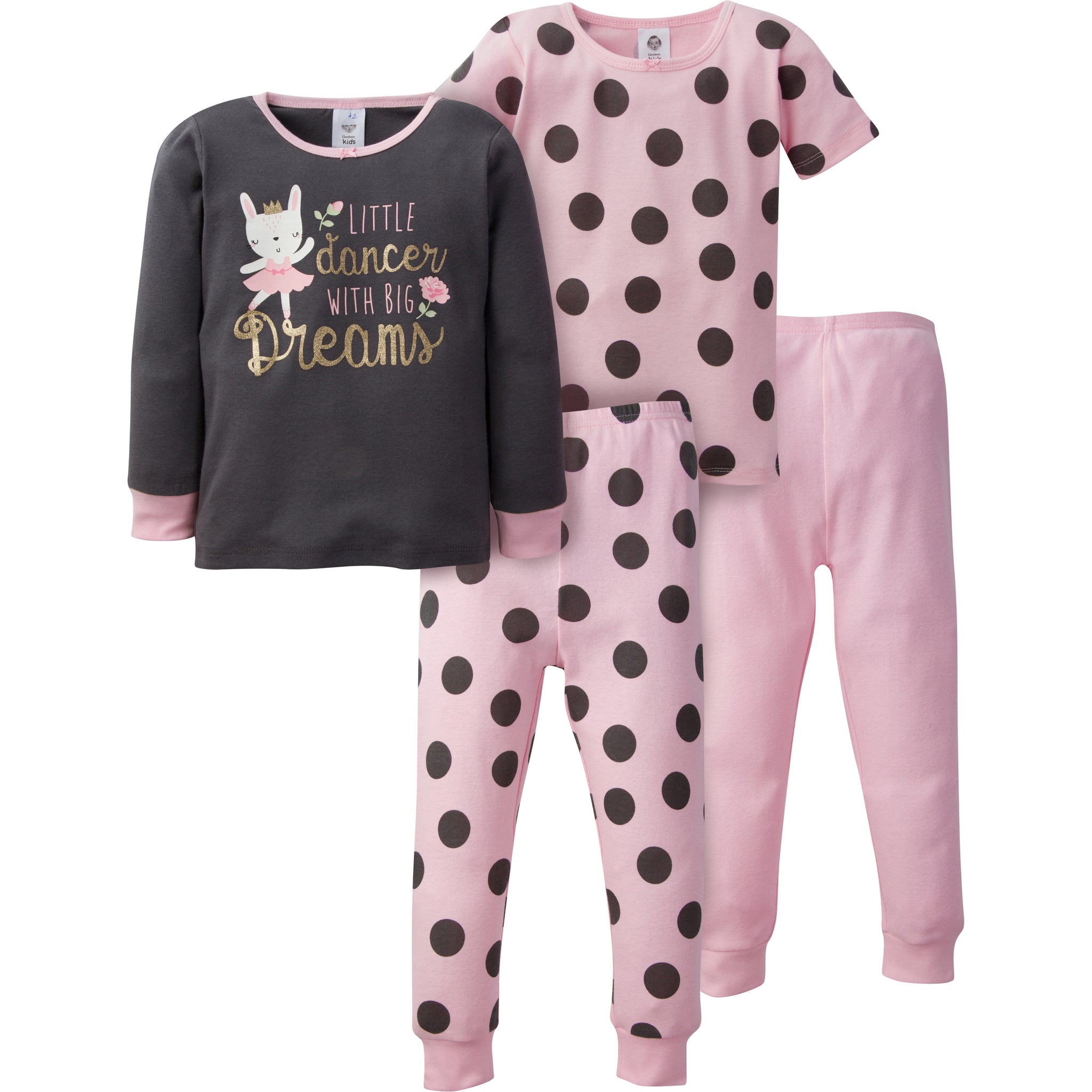 4-Piece Girls Bunny Snug Fit Cotton Pajamas-Gerber Childrenswear Wholesale