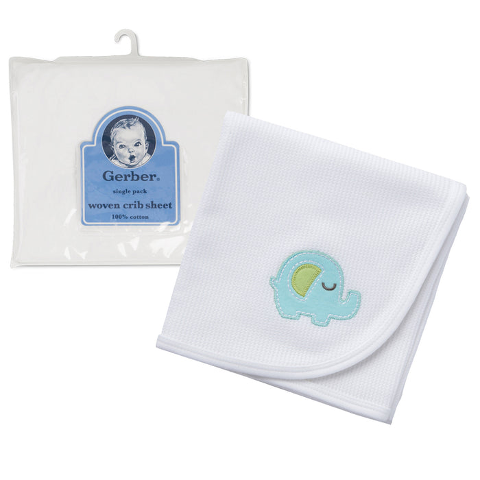 2-Piece Baby Neutral Elephant Fitted Crib Sheet and Thermal Blanket Set-Gerber Childrenswear Wholesale