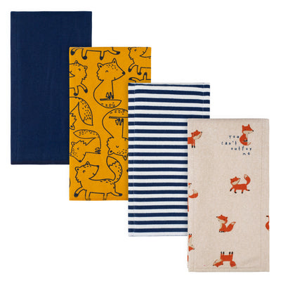 4-Pack Baby Boys Fox Flannel Burp Cloths-Gerber Childrenswear Wholesale