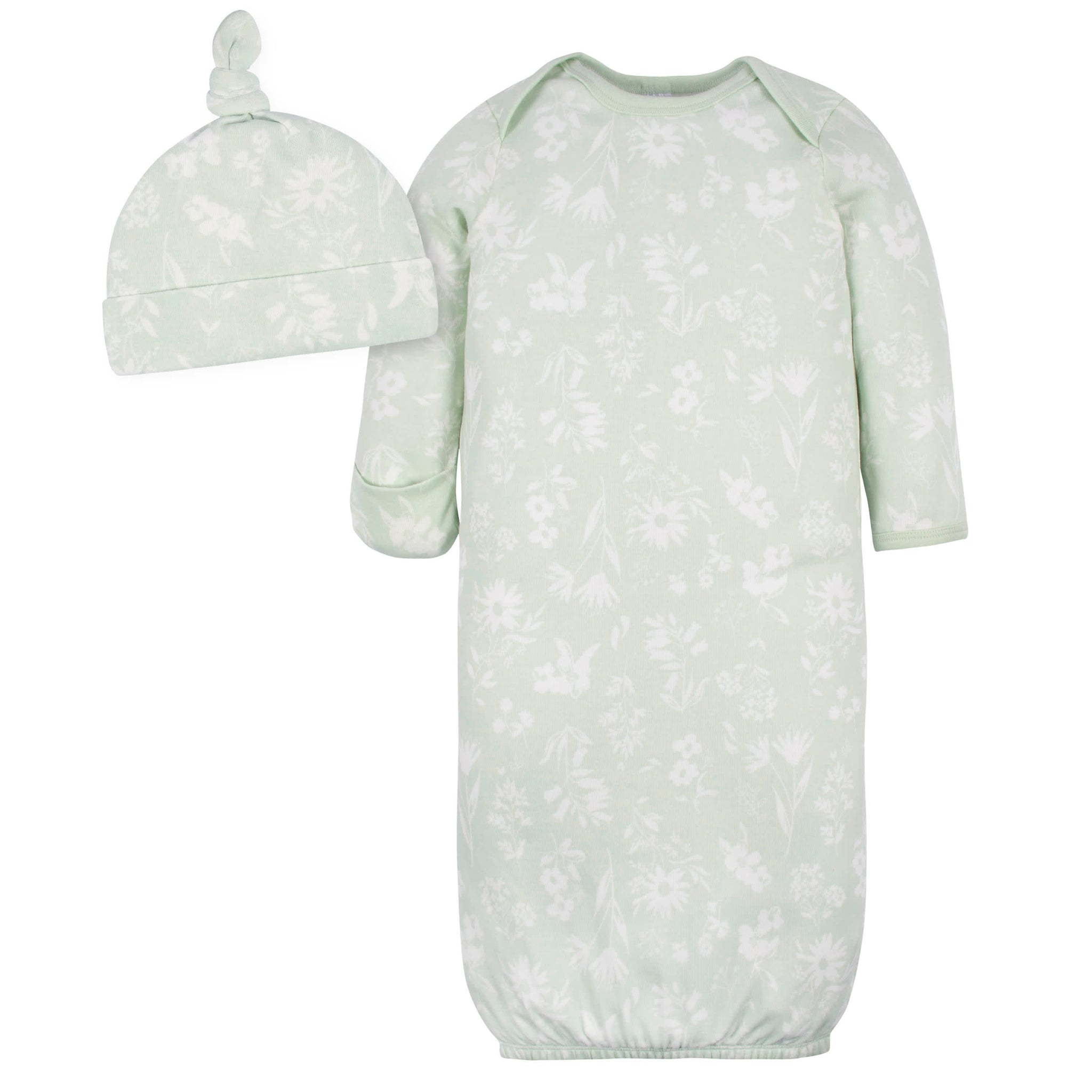 2-Piece Baby Girls Wildflower Gown & Cap Set-Gerber Childrenswear Wholesale