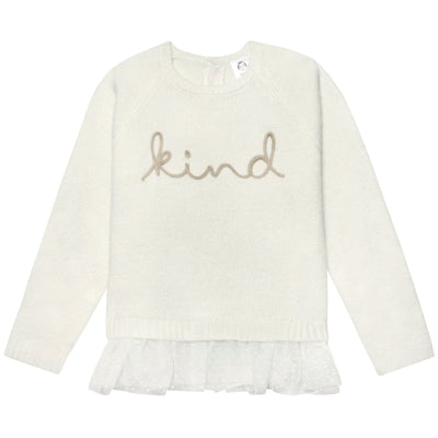 Infant & Toddler Girls White Sweater With Tulle Trim-Gerber Childrenswear Wholesale