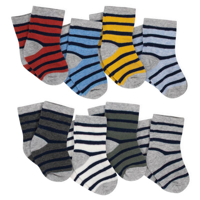 8-Pack Boys Stripes Jersey Crew Socks-Gerber Childrenswear Wholesale