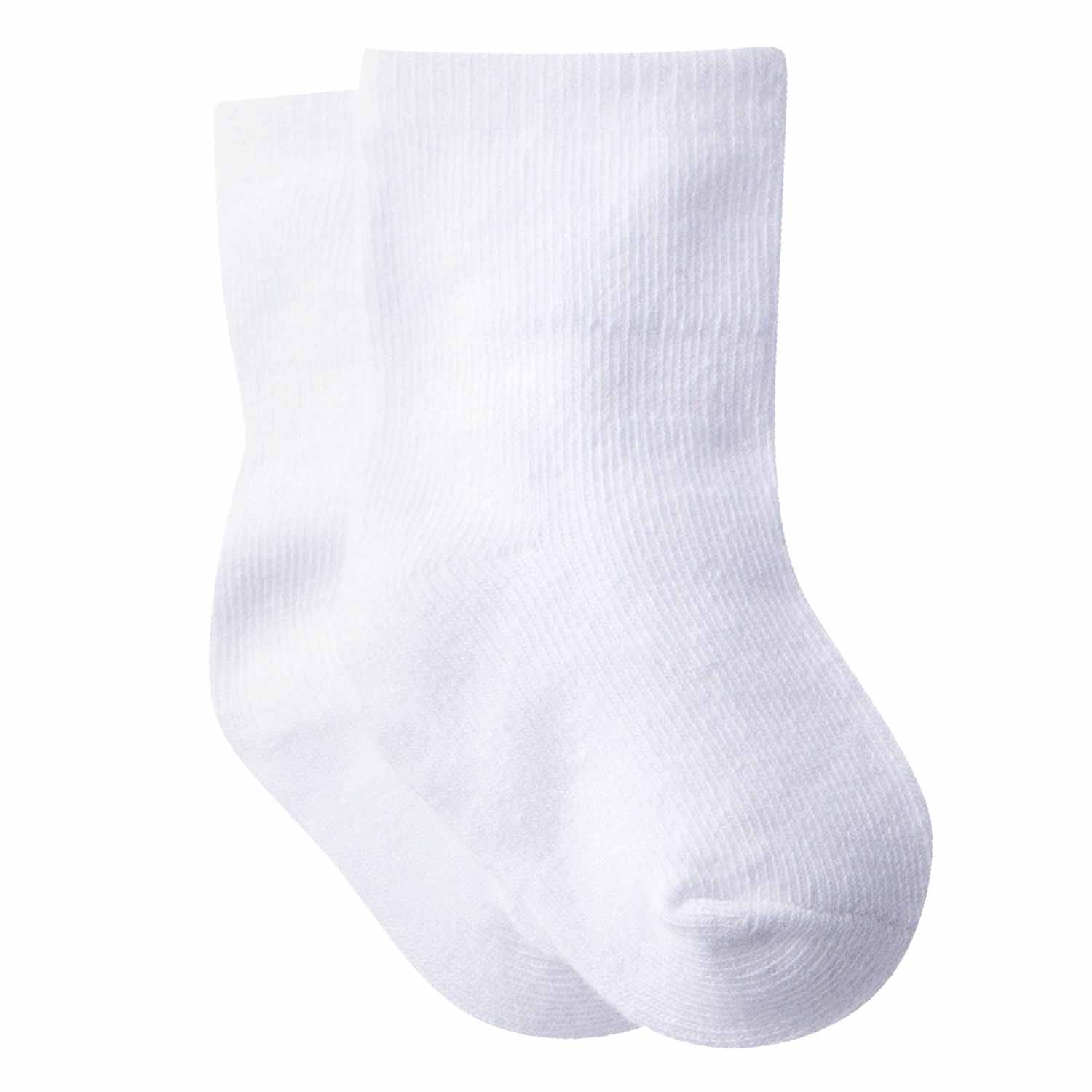 8-Pack Neutral White Wiggle Proof Ankle Socks-Gerber Childrenswear Wholesale