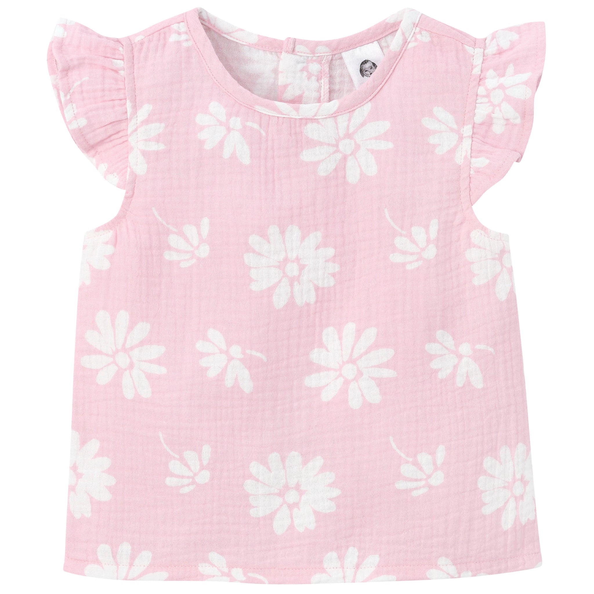 Infant & Toddler Girls Pink Floral Gauze Flutter Sleeve Top-Gerber Childrenswear Wholesale