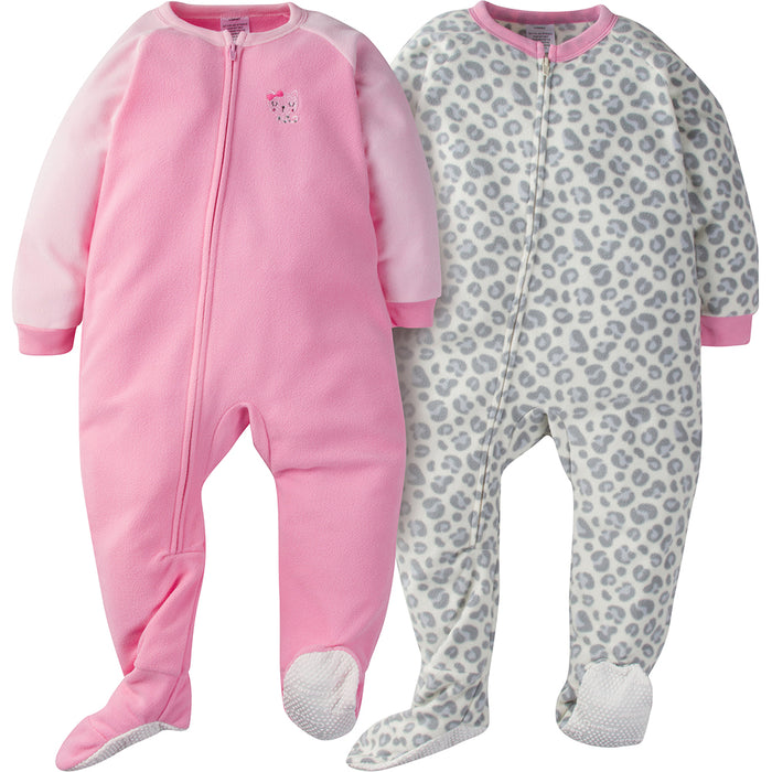 Gerber Toddler Girl 2-pack Leopard Blanket Sleeper-Gerber Childrenswear Wholesale