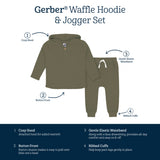 2-Piece Infant & Toddler Boys Sage Green Waffle Hoodie & Jogger Set-Gerber Childrenswear Wholesale