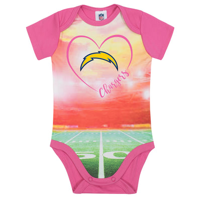 Los Angeles Chargers Baby Girls Short Sleeve Bodysuit-Gerber Childrenswear Wholesale