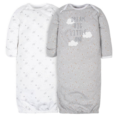 2-Pack Baby Neutral Lamb Gowns-Gerber Childrenswear Wholesale