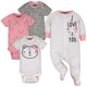 4-Piece Baby Girls Love Onesies® Brand Bodysuits & Sleep 'N Play Set-Gerber Childrenswear Wholesale