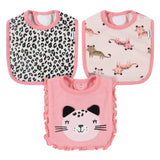 3-Pack Baby Girls Leopard Bibs-Gerber Childrenswear Wholesale