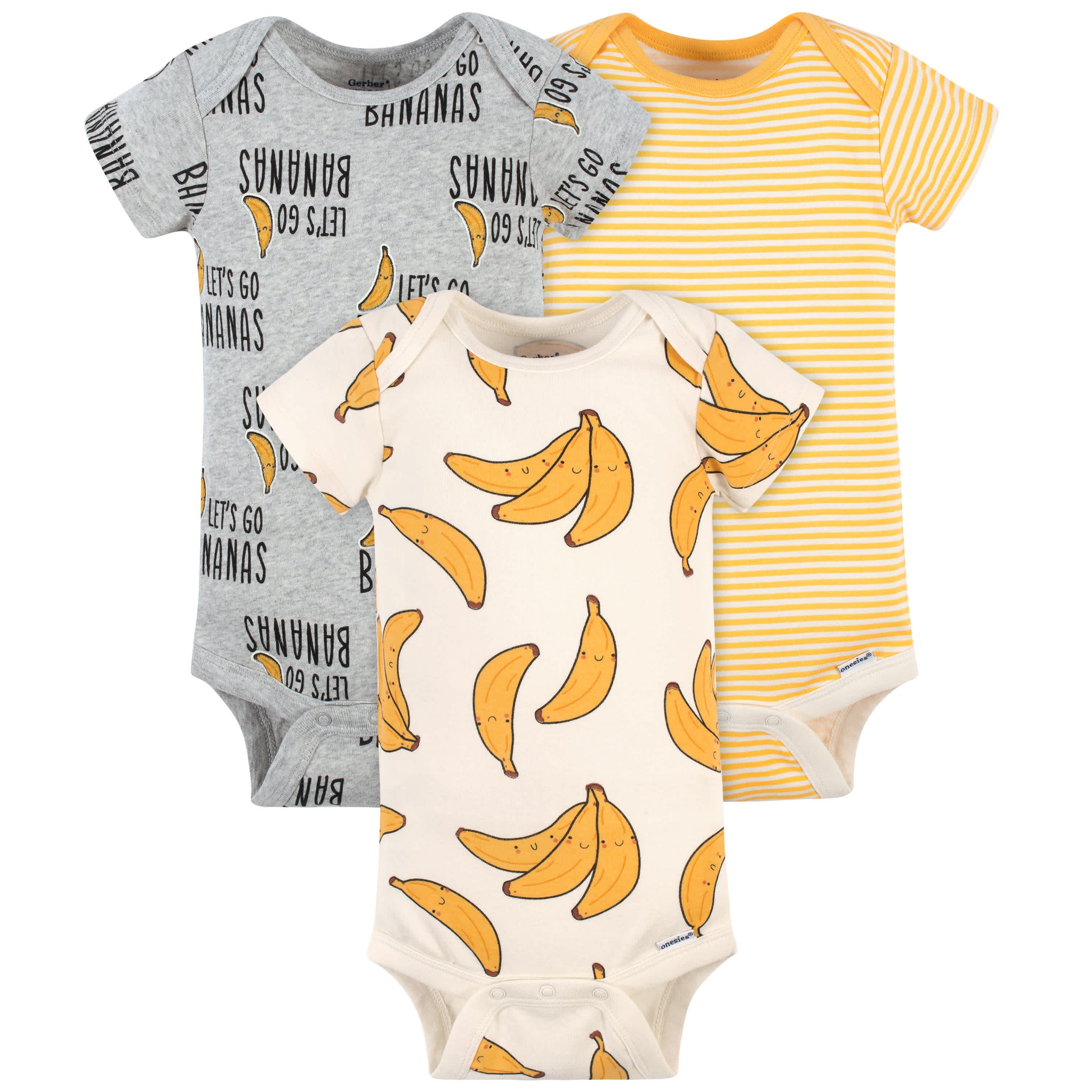3-Pack Baby Bananas Onesies® Bodysuits-Gerber Childrenswear Wholesale