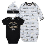 Baby Boys 3-Piece New Orleans Saints Bodysuit, Gown, and Cap Set-Gerber Childrenswear Wholesale