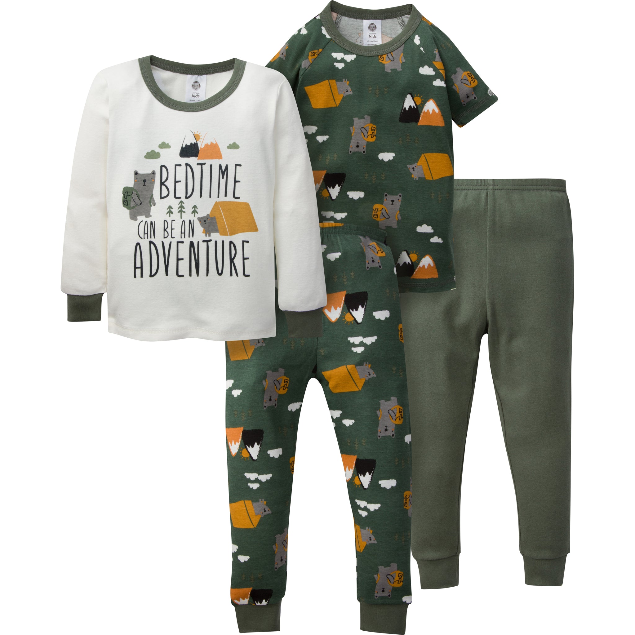 4-Piece Boys Camping Snug Fit Cotton Pajamas-Gerber Childrenswear Wholesale