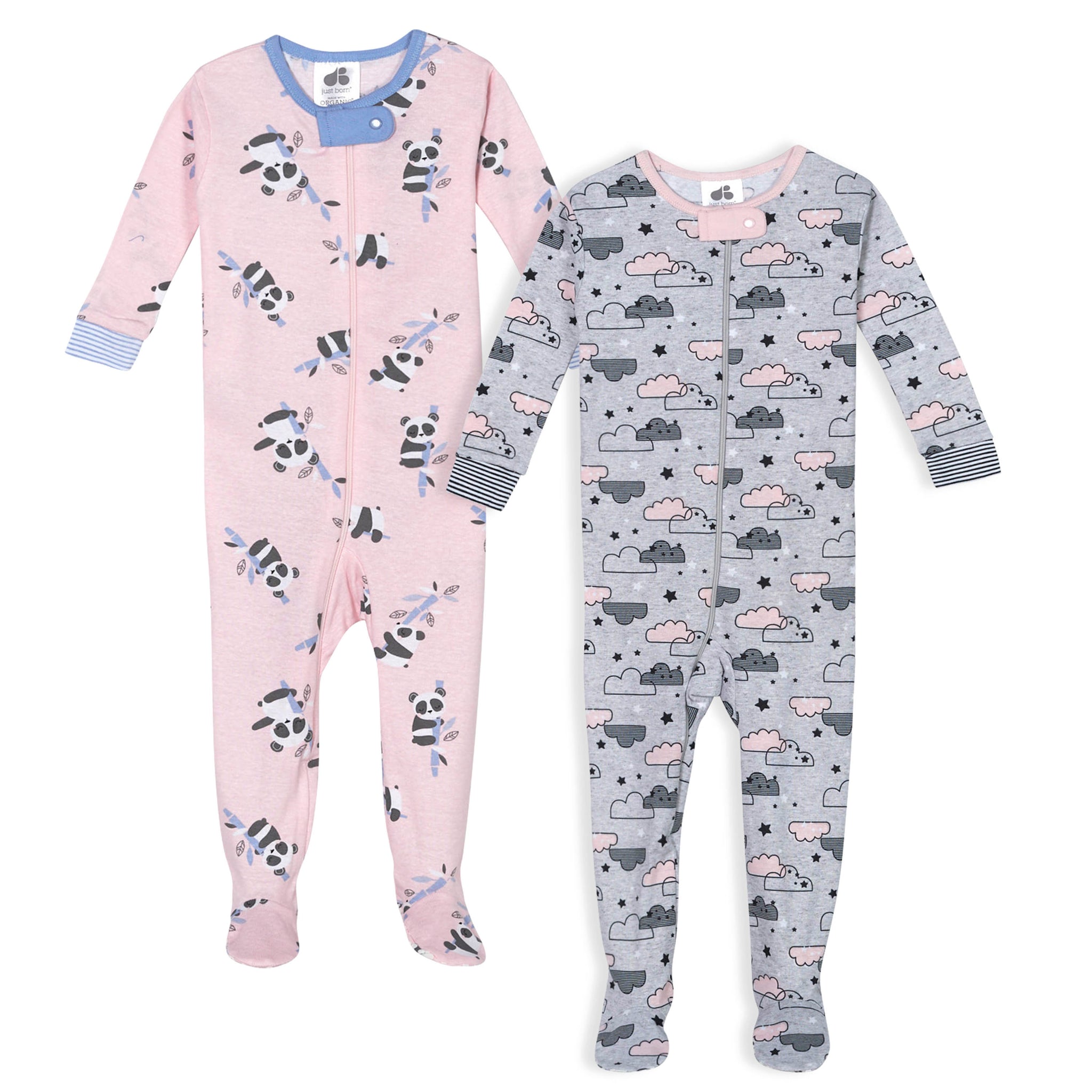 2-Pack Baby Girls Panda & Clouds Organic Sleep 'n Play-Gerber Childrenswear Wholesale