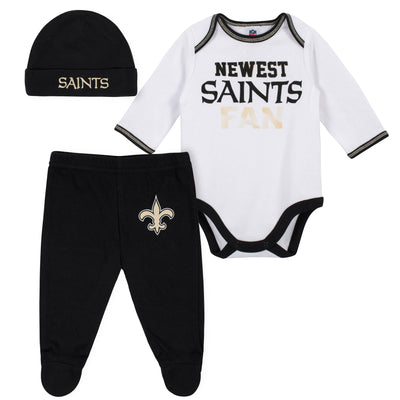 Baby Boys New Orleans Saints 3-Piece Bodysuit, Pant and Cap Set-Gerber Childrenswear Wholesale