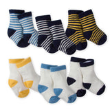 6-Pack Baby Boys Striped Wiggle Proof Terry Crew Socks-Gerber Childrenswear Wholesale