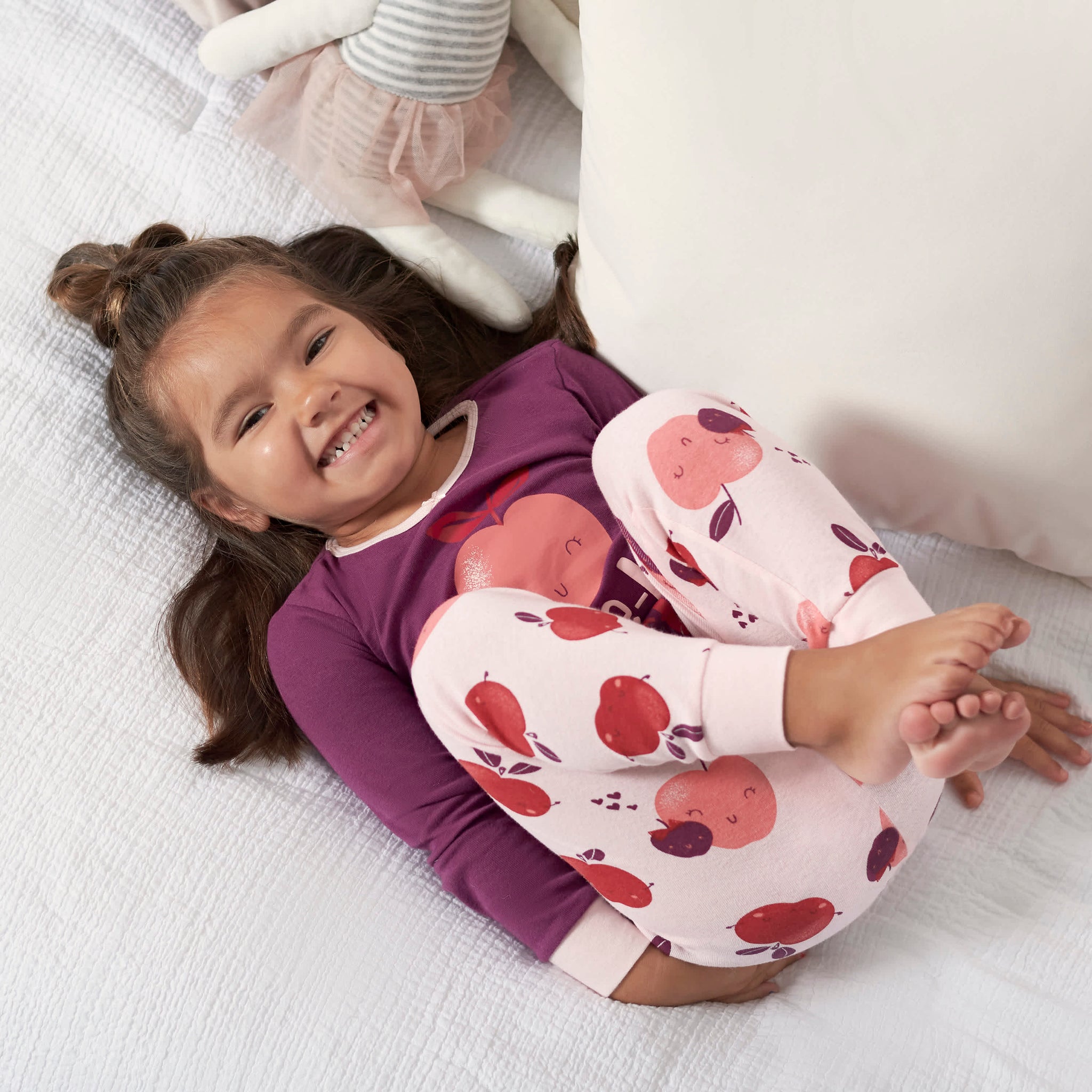 4-Piece Infant & Toddler Girls Apple Bouquets Snug Fit Cotton Pajamas-Gerber Childrenswear Wholesale