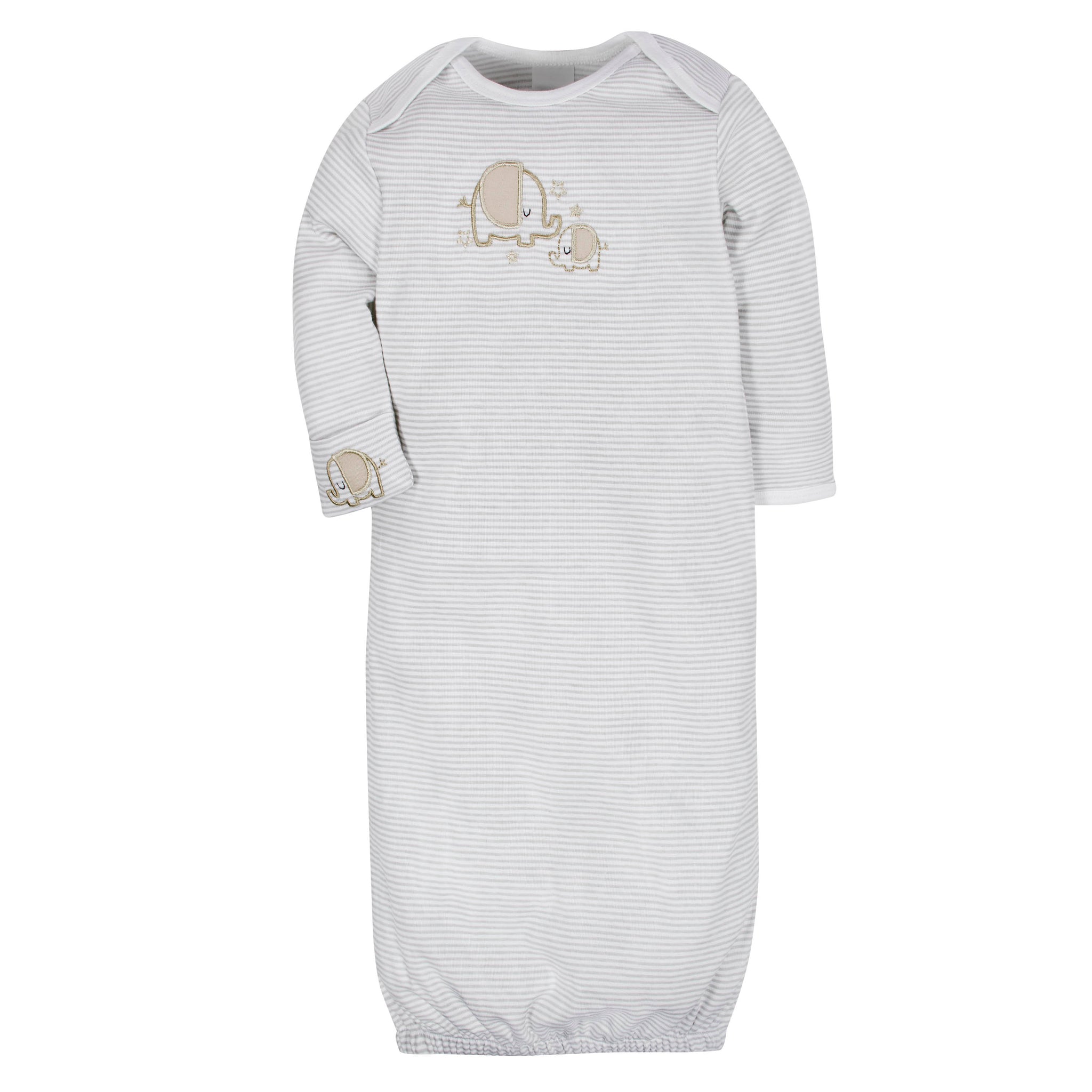 4-Pack Baby Neutral Clouds & Elephant Gowns-Gerber Childrenswear Wholesale