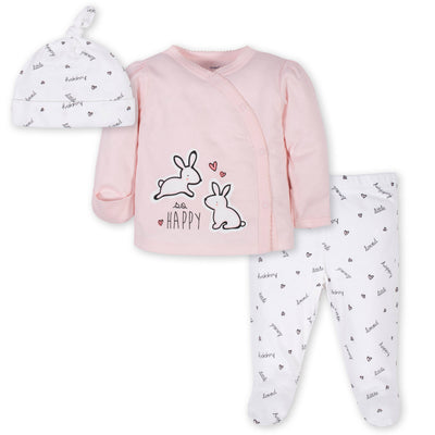 3-Piece Baby Girls Rabbit Take Me Home Set-Gerber Childrenswear Wholesale