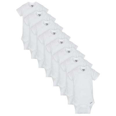 8-Pack White Short Sleeve Onesies® Bodysuits-Gerber Childrenswear Wholesale