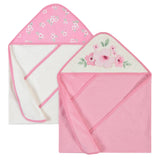 2-Pack Baby Girls Floral Hooded Towels-Gerber Childrenswear Wholesale
